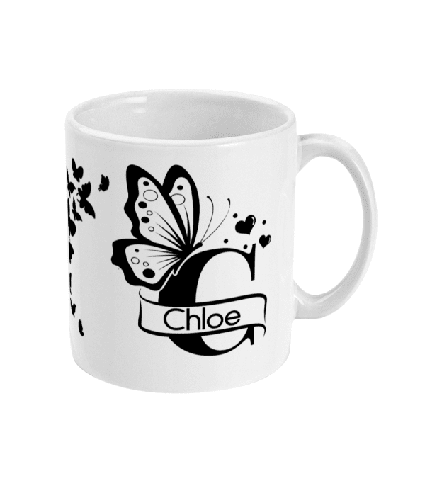Personalised Letter C Monogram Butterfly Mug - Image 3