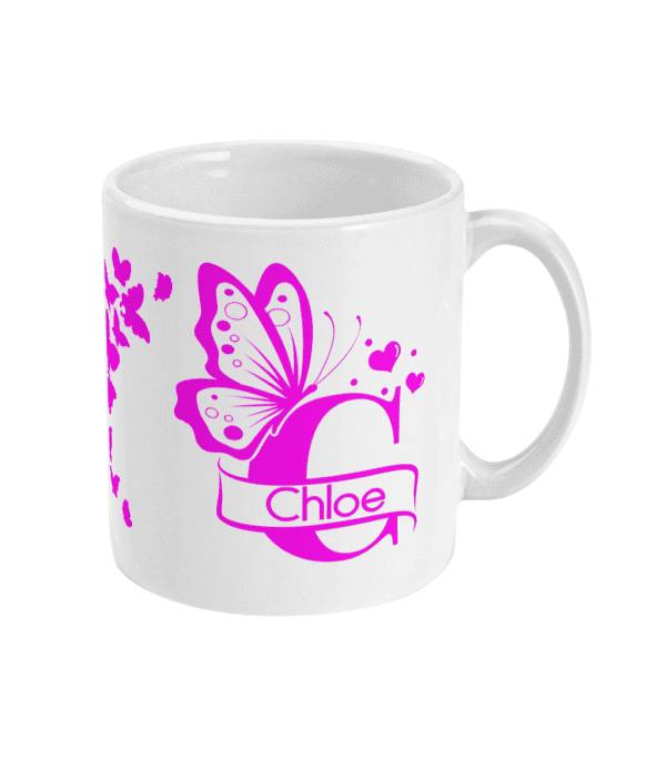 Personalised Letter C Monogram Butterfly Mug - Image 5