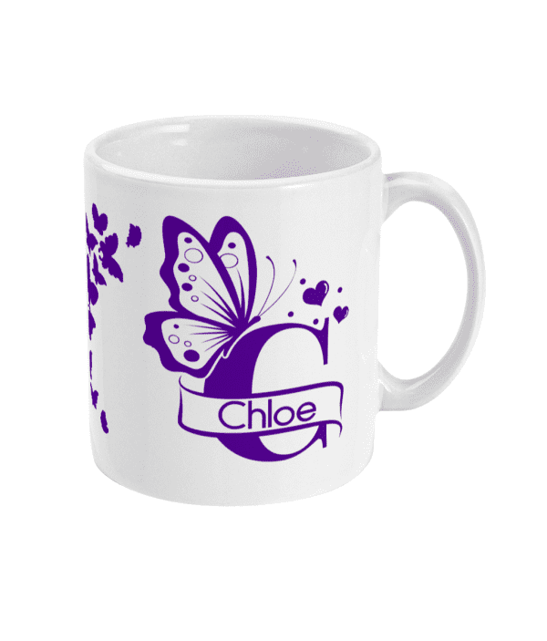 Personalised Letter C Monogram Butterfly Mug - Image 7