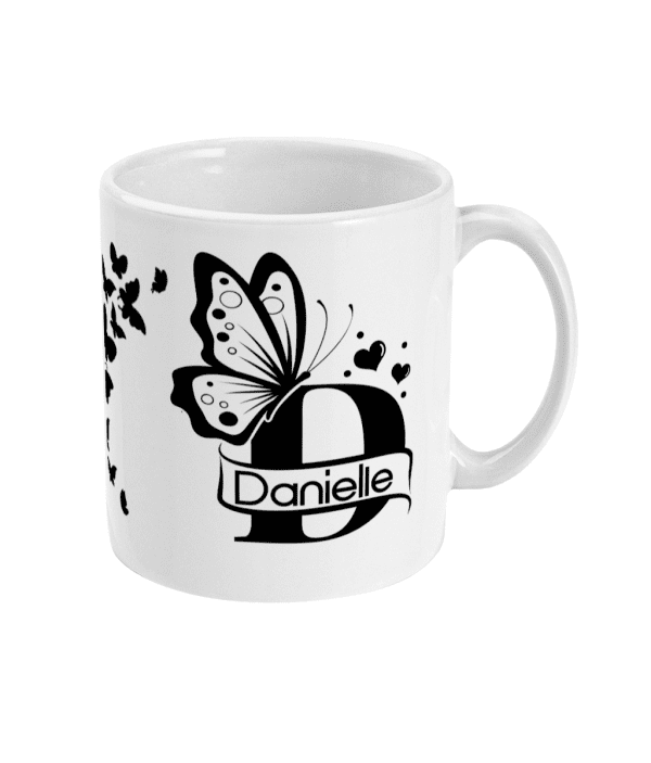 Personalised Letter D Monogram Butterfly Mug - Image 3