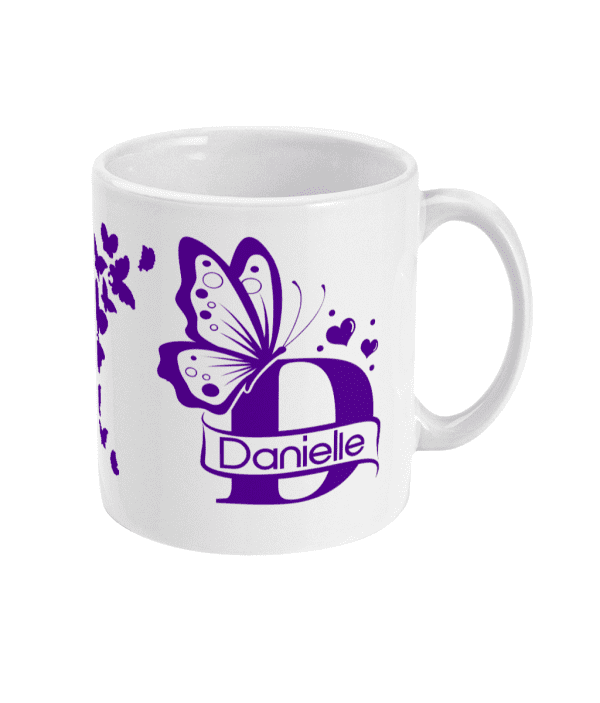 Personalised Letter D Monogram Butterfly Mug - Image 7