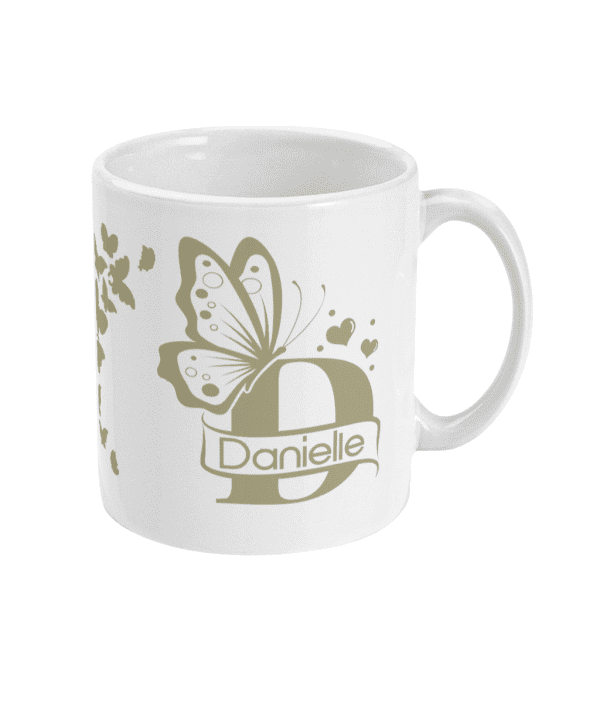Personalised Letter D Monogram Butterfly Mug - Image 9