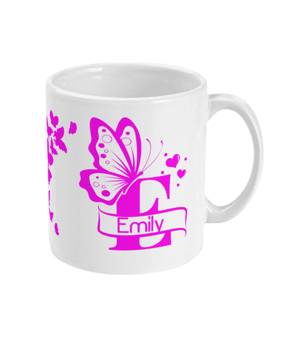 Personalised Letter E Monogram Butterfly Mug - Image 5