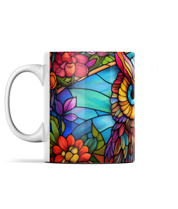 Owl Mug in Stained Glass Style