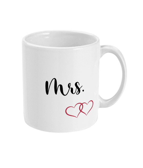 Mrs Mug with Interlocked Hearts - Wedding Gift for Bride - Image 3