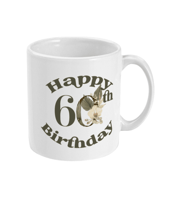 60th Birthday Mug with Flowers - Image 2