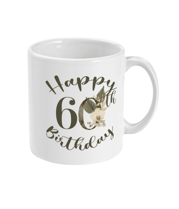 60th Birthday Mug with Flowers - Image 3