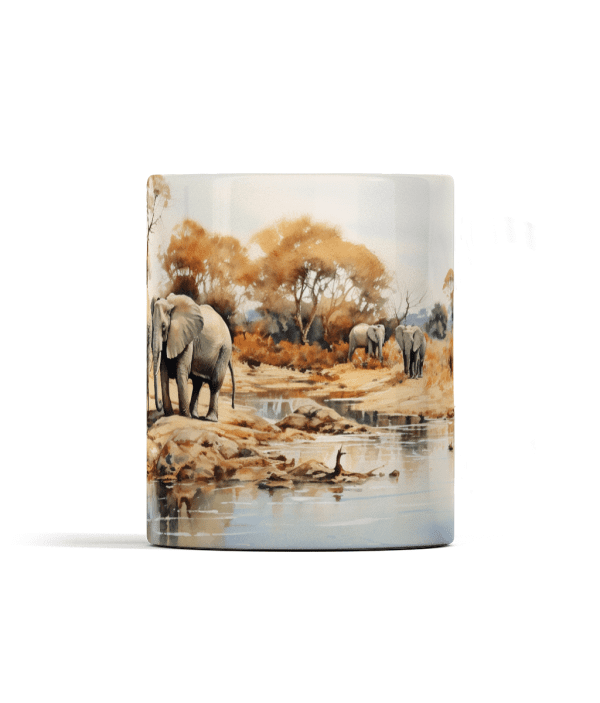 Elephants at a Watering Hole Mug - Image 2