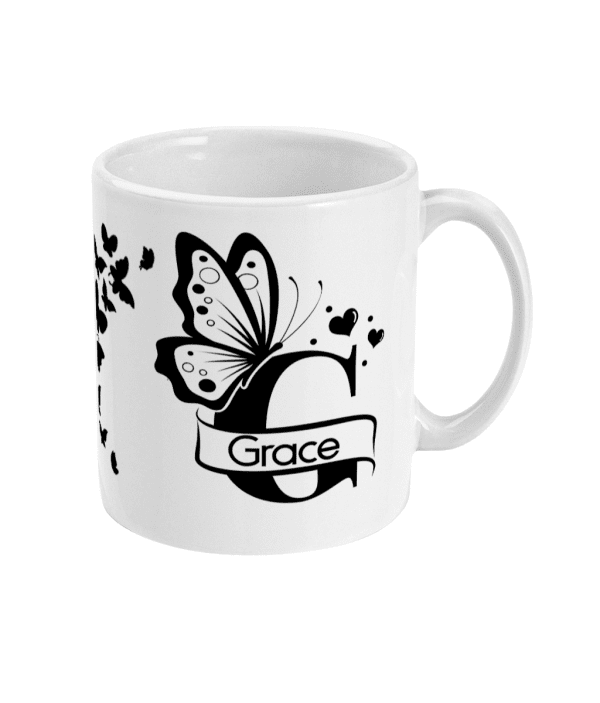 Personalised Letter G Monogram Butterfly Mug - Image 3