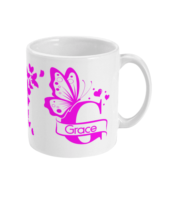 Personalised Letter G Monogram Butterfly Mug - Image 5