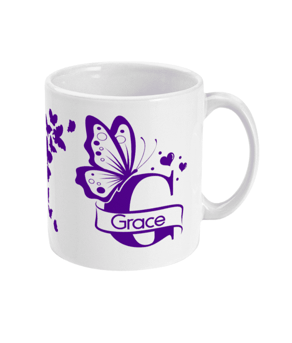 Personalised Letter G Monogram Butterfly Mug - Image 7
