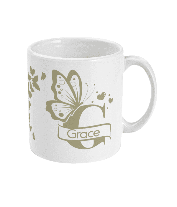 Personalised Letter G Monogram Butterfly Mug - Image 9
