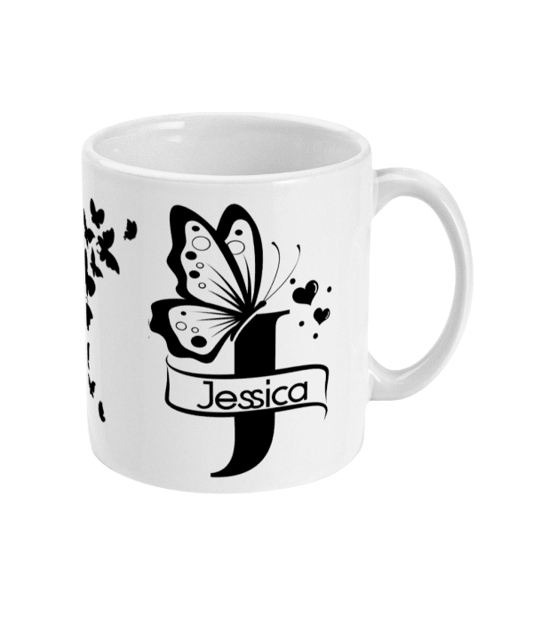 Personalised Letter J Monogram Butterfly Mug - Image 3