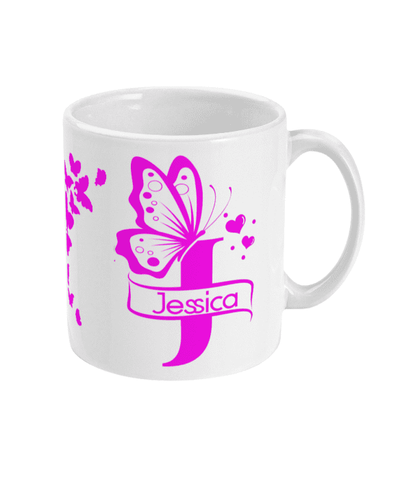 Personalised Letter J Monogram Butterfly Mug - Image 5