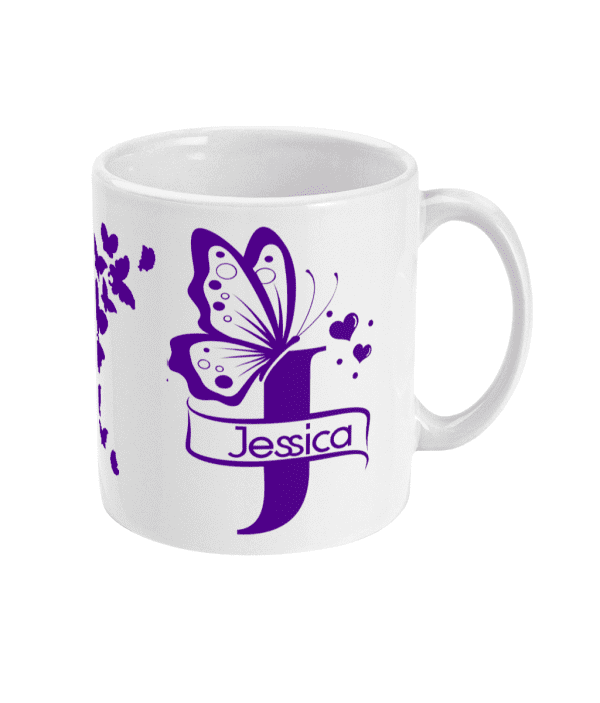 Personalised Letter J Monogram Butterfly Mug - Image 7