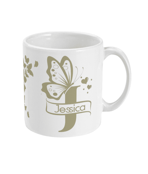 Personalised Letter J Monogram Butterfly Mug - Image 9