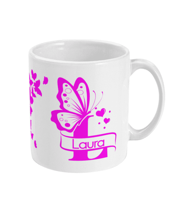 Personalised Letter L Monogram Butterfly Mug - Image 5