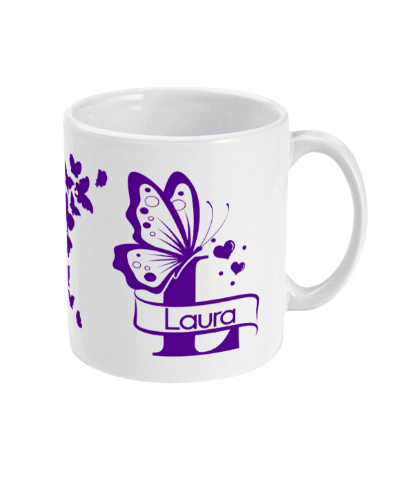 Personalised Letter L Monogram Butterfly Mug - Image 7