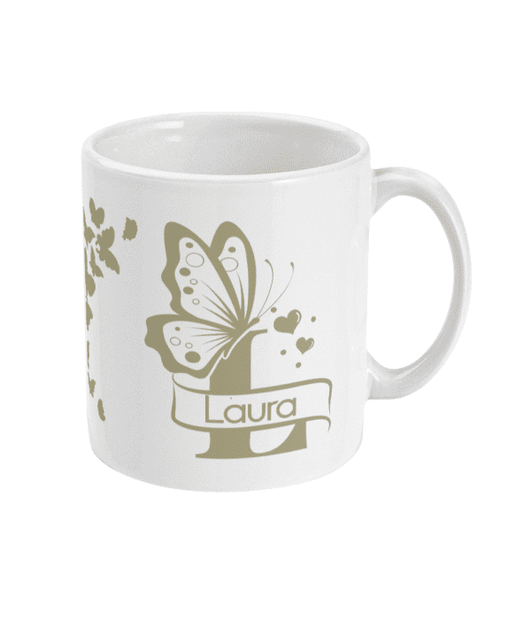Personalised Letter L Monogram Butterfly Mug - Image 9