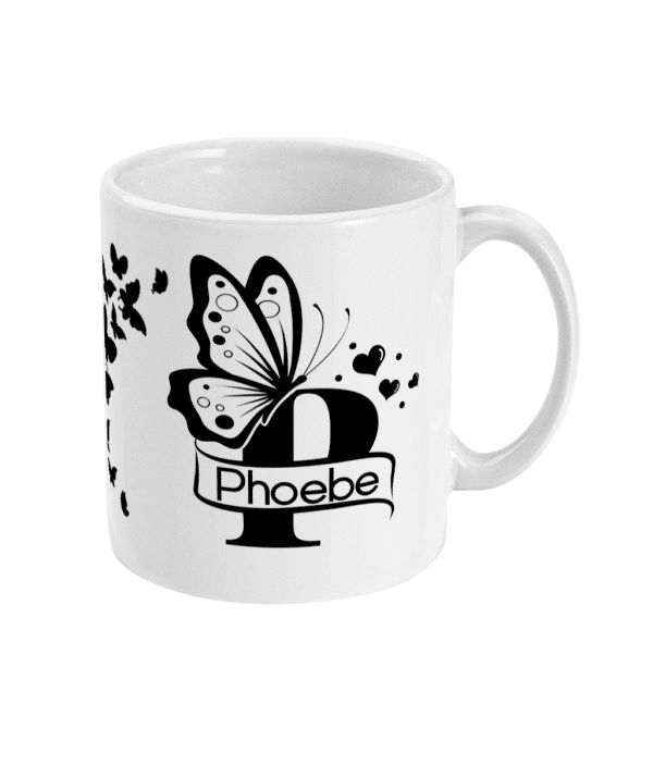 Personalised Letter P Monogram Butterfly Mug - Image 4