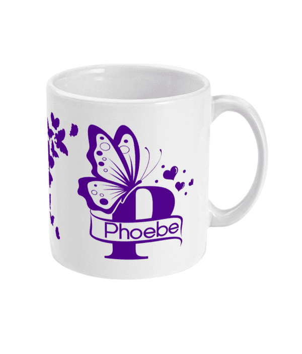 Personalised Letter P Monogram Butterfly Mug - Image 8