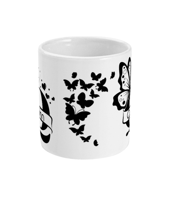 Personalised Letter Q Monogram Butterfly Mug - Image 2