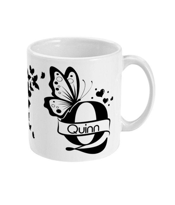 Personalised Letter Q Monogram Butterfly Mug - Image 3