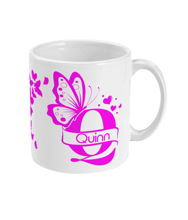 Personalised Letter Q Monogram Butterfly Mug - Image 5