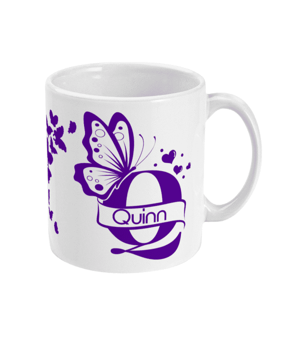 Personalised Letter Q Monogram Butterfly Mug - Image 7