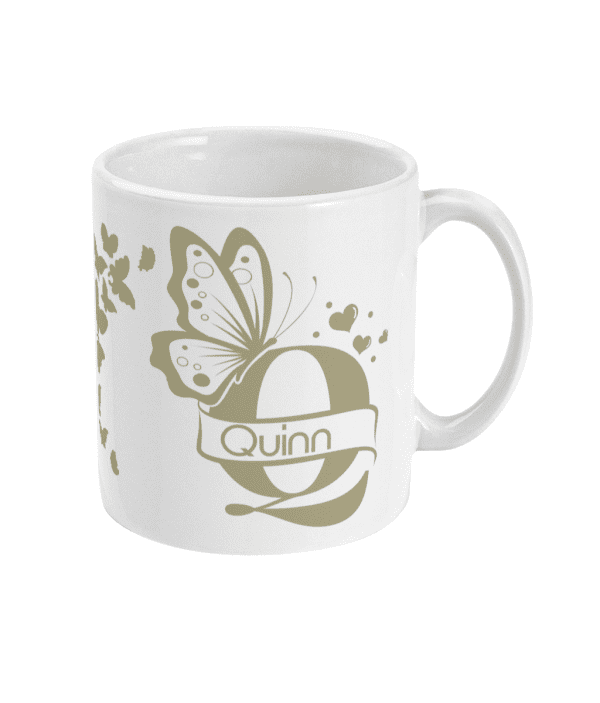 Personalised Letter Q Monogram Butterfly Mug - Image 9