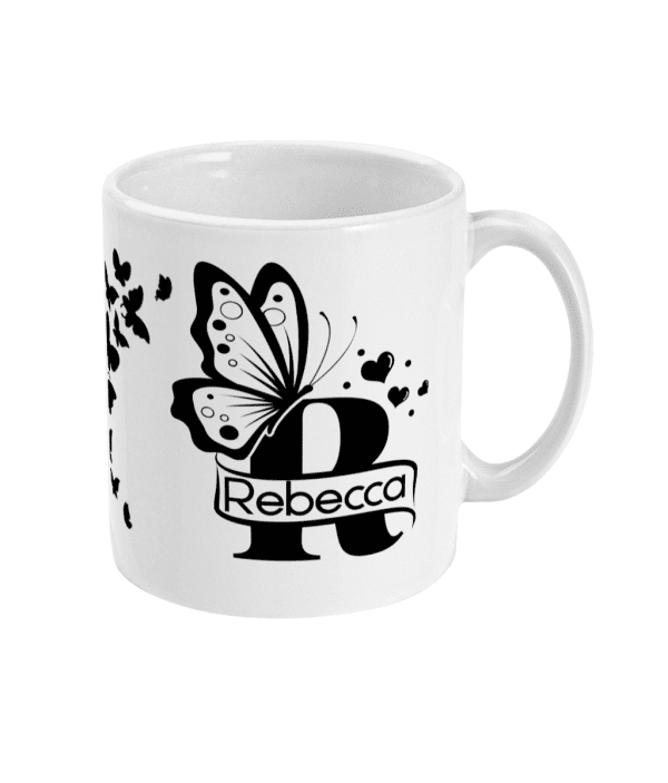 Personalised Letter R Monogram Butterfly Mug - Image 3