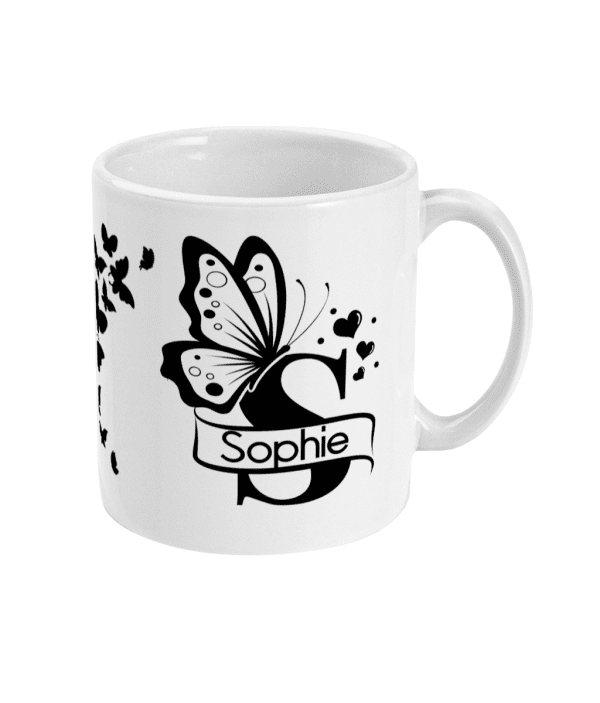 Personalised Letter S Monogram Butterfly Mug - Image 3