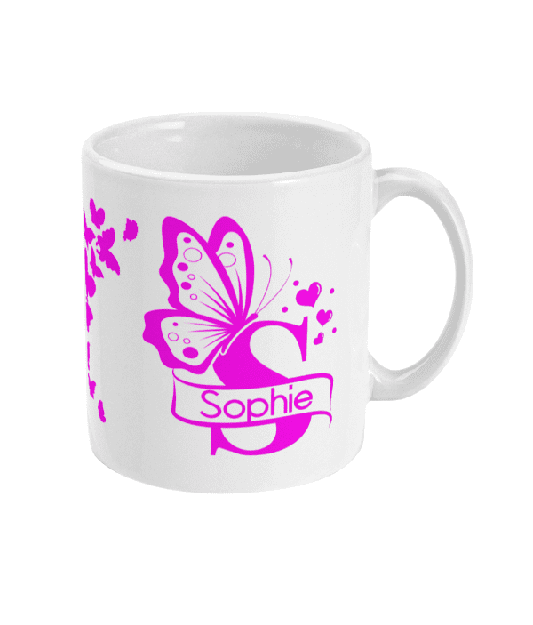 Personalised Letter S Monogram Butterfly Mug - Image 5