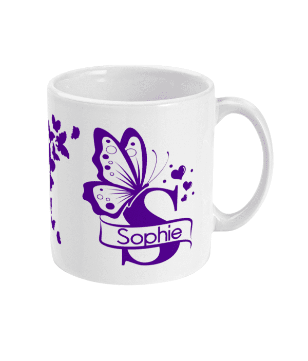 Personalised Letter S Monogram Butterfly Mug - Image 7