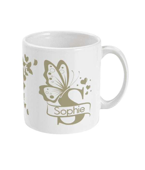 Personalised Letter S Monogram Butterfly Mug - Image 9