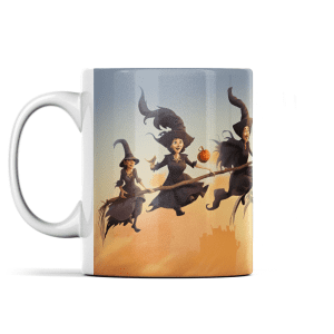 Witches on Broomsticks Halloween Mug