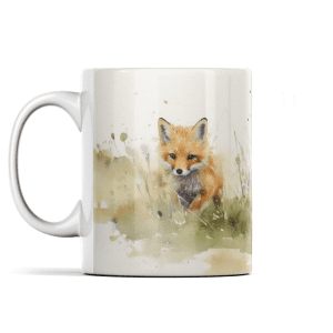 Fox Cubs with Wildflowers Mug