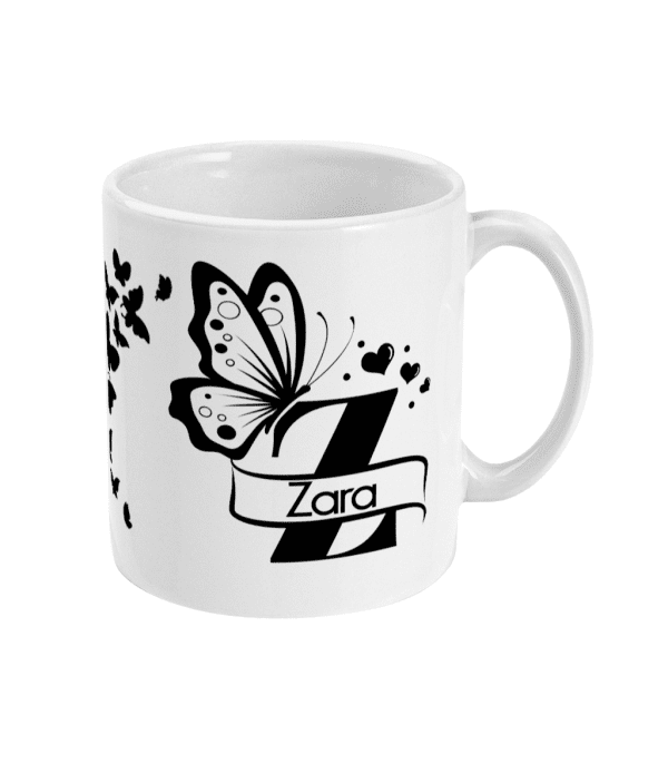 Personalised Letter Z Monogram Butterfly Mug - Image 3