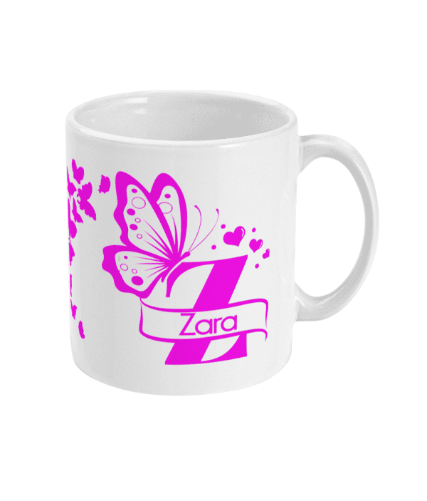Personalised Letter Z Monogram Butterfly Mug - Image 5