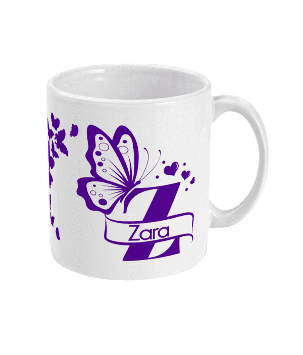 Personalised Letter Z Monogram Butterfly Mug - Image 7