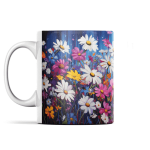 Multi Coloured Graffiti Daisies Mug