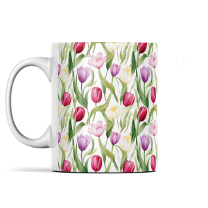 Multi Coloured Tulips in Watercolours Mug