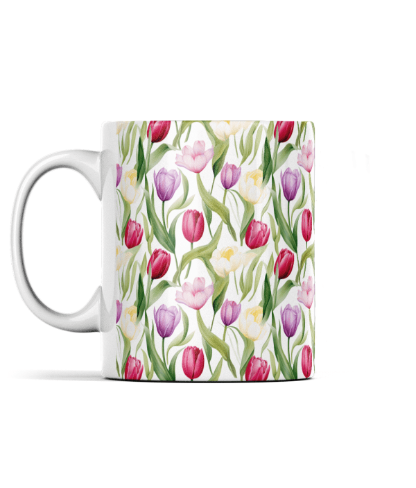 Multi Coloured Tulips in Watercolours Mug