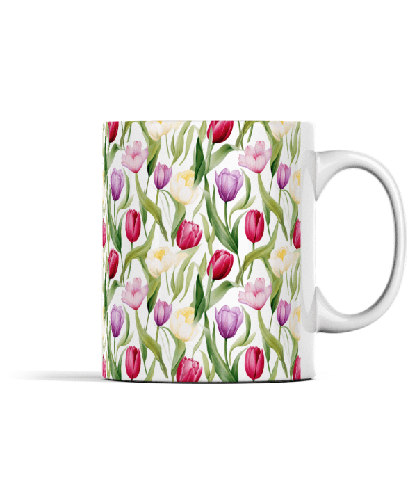 Multi Coloured Tulips in Watercolours Mug