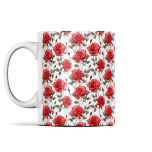 Red Roses Pattern in Watercolours Mug