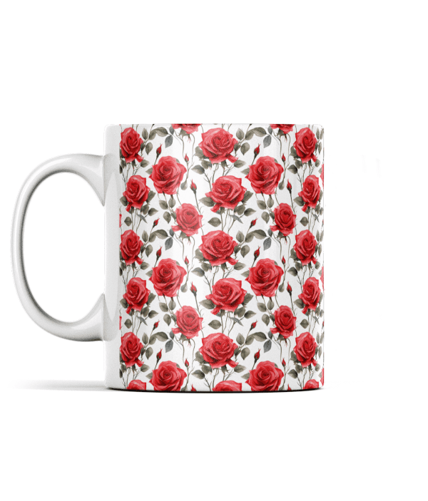 Red Roses Pattern in Watercolours Mug
