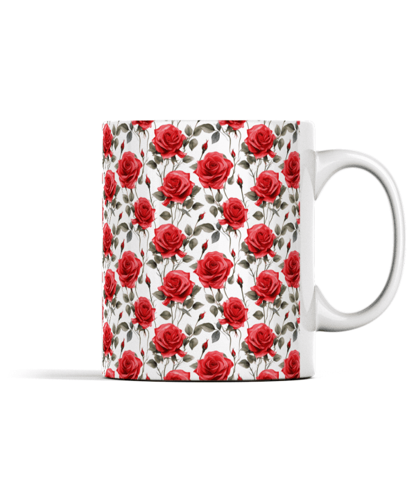 Red Roses Pattern in Watercolours Mug