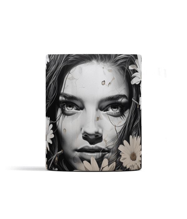 Graffiti Daisies on Wall with Woman's Face Mug - Image 2