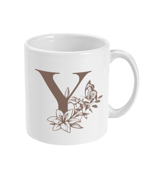 Initial Y with Flowers Mug - Image 2