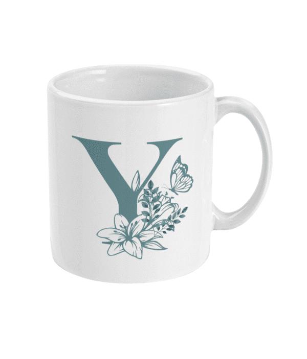 Initial Y with Flowers Mug - Image 3